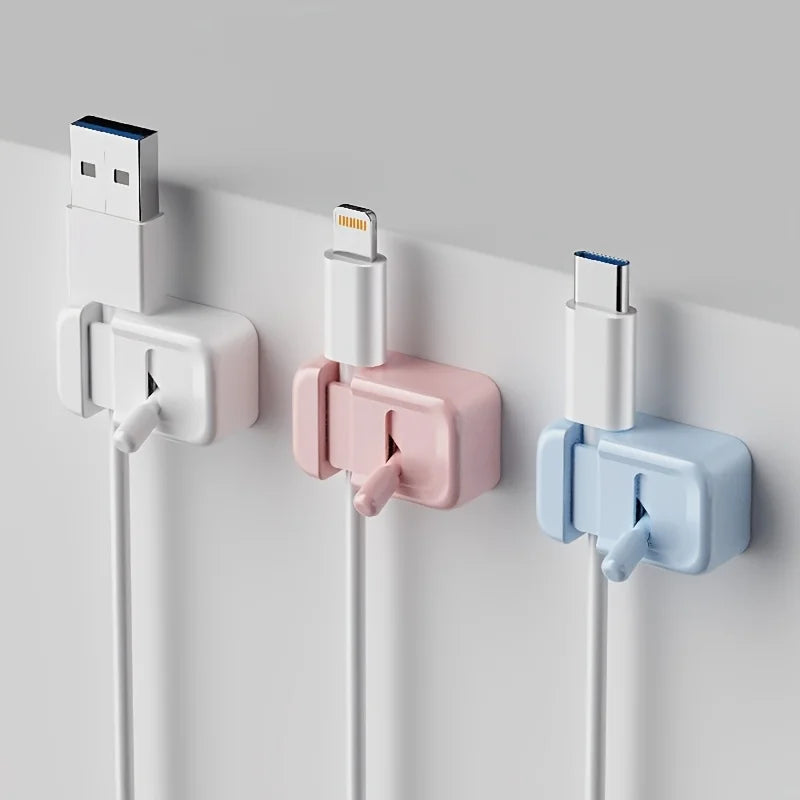 3Pcs Desk Cable Management Clip, No‑Drill Edge‑Mounted Cord Organizer for Charging Cables and Data Wires