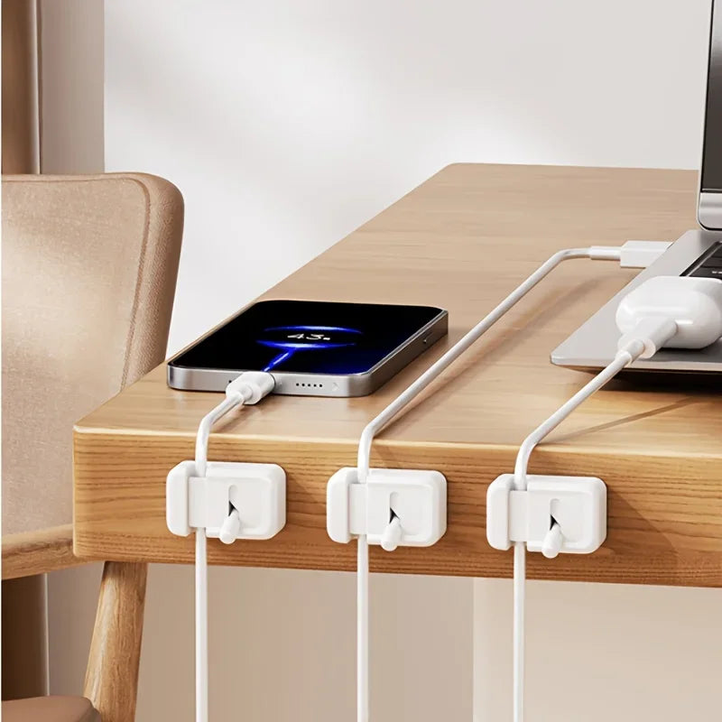 3Pcs Desk Cable Management Clip, No‑Drill Edge‑Mounted Cord Organizer for Charging Cables and Data Wires
