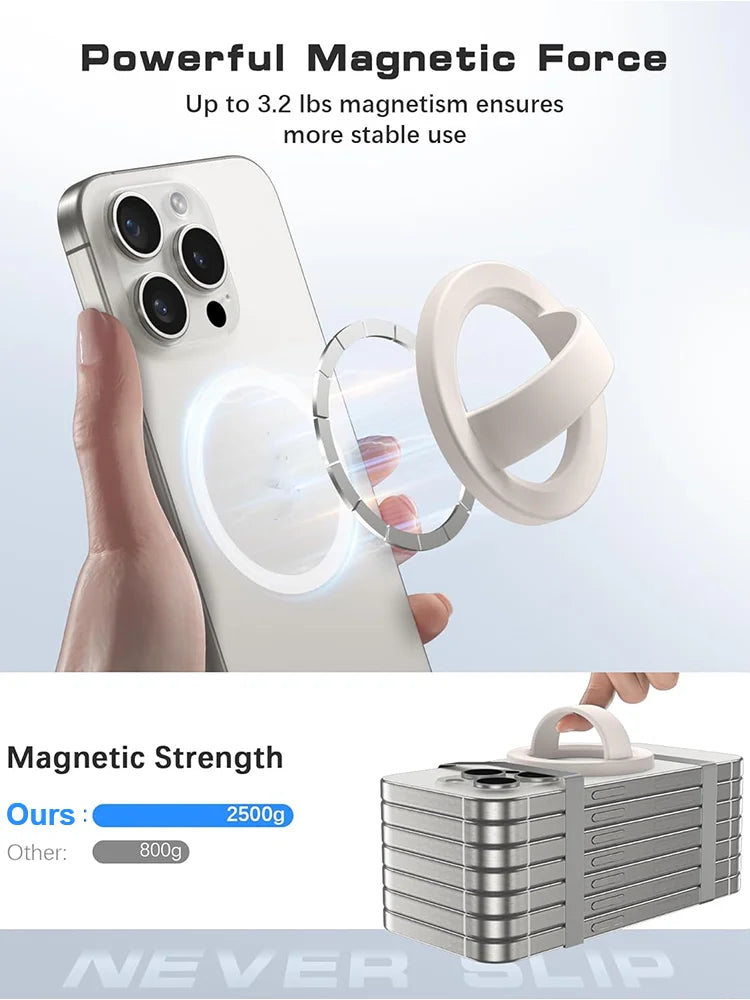 popsoGrip Universal Magnetic Phone Grip For MagSafe Removable Loop Grip with Silicone Soft Finger Strap Phone Ring Holder