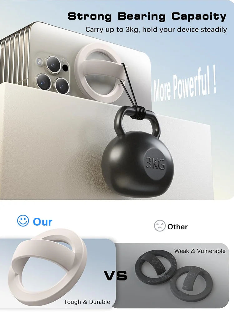 popsoGrip Universal Magnetic Phone Grip For MagSafe Removable Loop Grip with Silicone Soft Finger Strap Phone Ring Holder