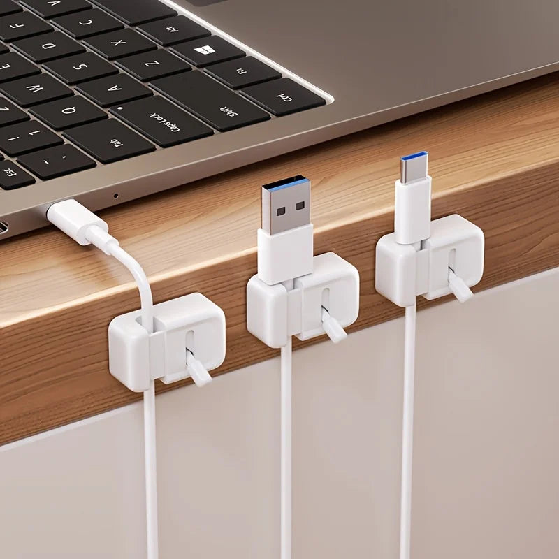 3Pcs Desk Cable Management Clip, No‑Drill Edge‑Mounted Cord Organizer for Charging Cables and Data Wires