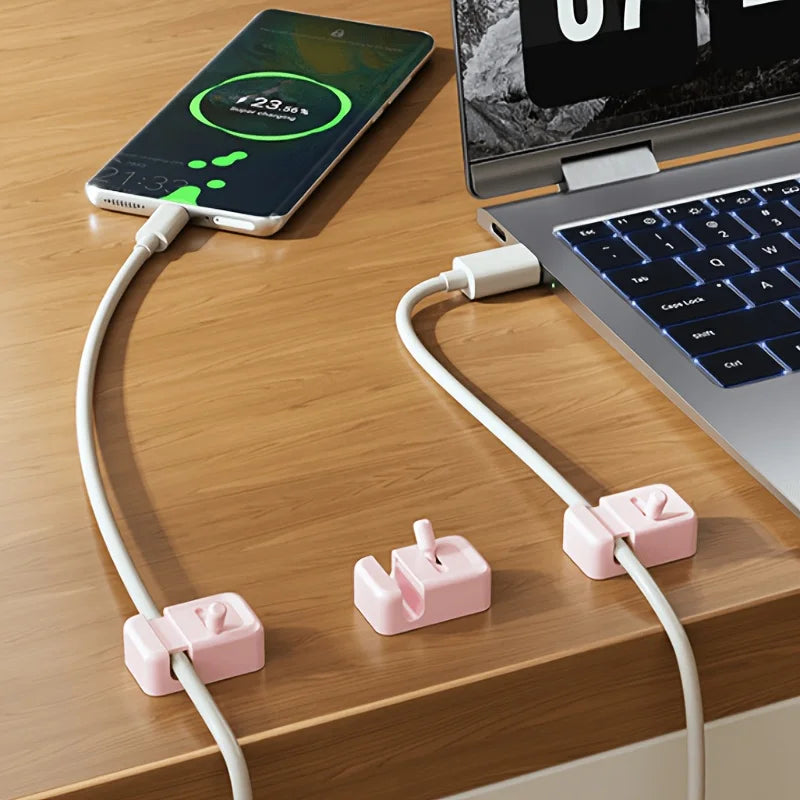 3Pcs Desk Cable Management Clip, No‑Drill Edge‑Mounted Cord Organizer for Charging Cables and Data Wires