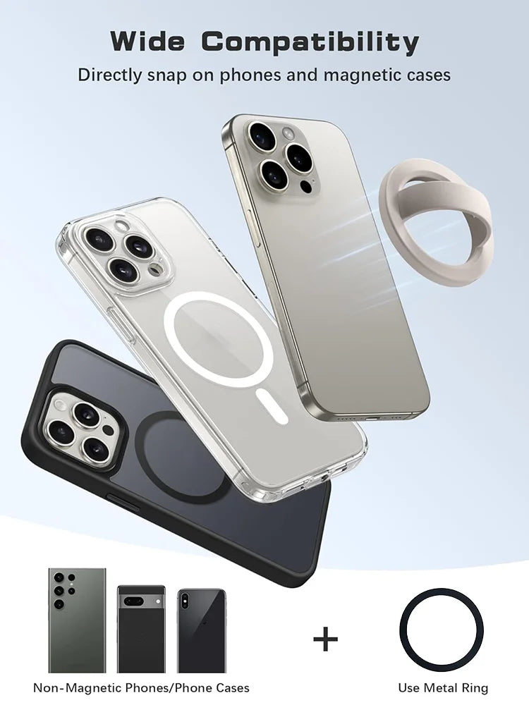 popsoGrip Universal Magnetic Phone Grip For MagSafe Removable Loop Grip with Silicone Soft Finger Strap Phone Ring Holder